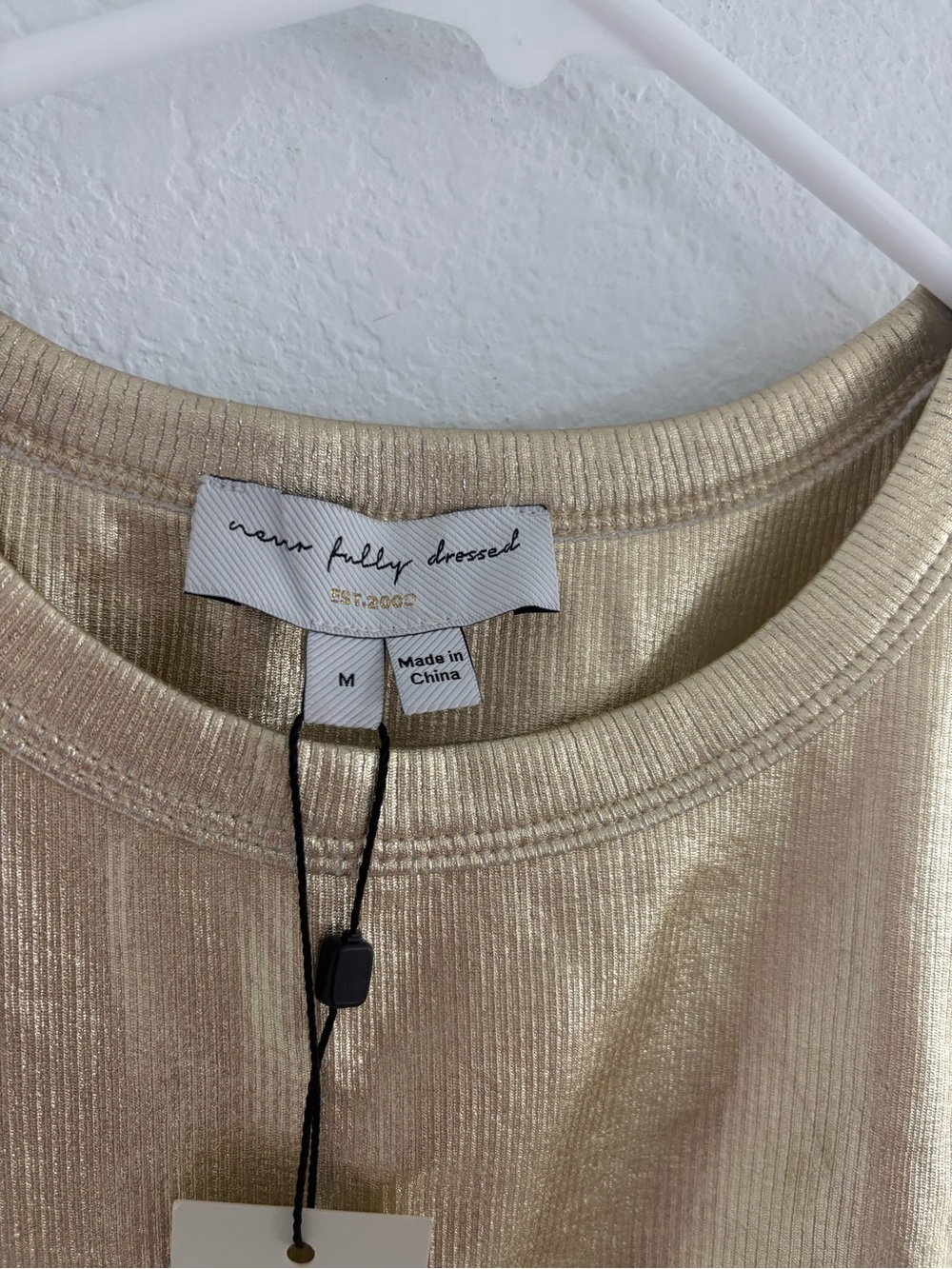 Never Fully Dressed Metallic Gold Ribbed Tank Top NWT - Picture 5 of 8